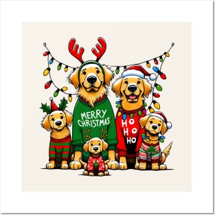 Golden Retriever Family Xmas Posters and Art